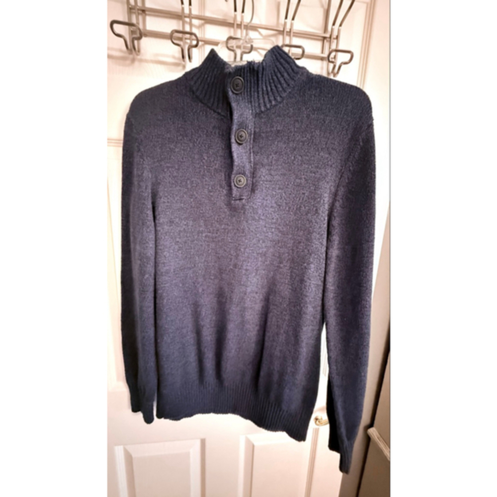 Men's Large Urban Pipeline Mock Neck Button/Zipper Blue Sweater